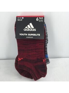 Adidas Youth Superlite aeroready medium 6 pair Socks Casual NWT NO SHOW Light